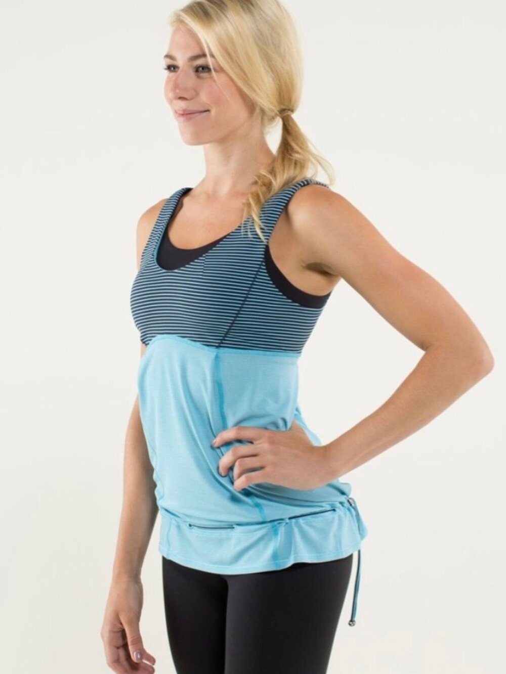Lululemon Hustle & Bustle Tank Heather Blue Moon / Hyper Strip Blue Moon